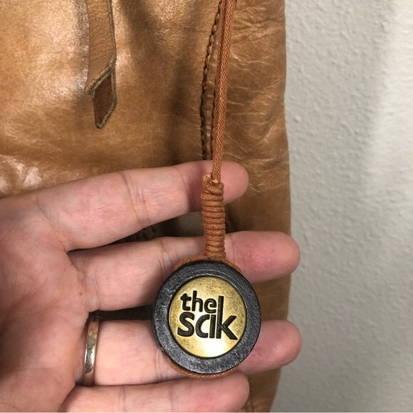 The Sak Lucia Brown Leather Crossbody Bag Mixed Metallic Print Pocket Purse - Picture 5 of 15